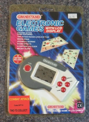 GRANDSTAND COMBAT ATTACK LCD HANDHELD RETRO GAME 1989 NEW OLD STOCK SEALED COOL