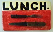 Jeff Brown Artwork Original Found Objects Assemblage "LUNCH"