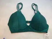Women's Lightly Lined Shiny Ribbed Triangle Bikini Top - Shade & Shore™ Size 34B