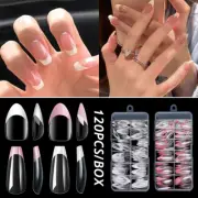 120Pcs Pointy Wearable Fake Nails French Nail Extension Transparent Acrylic G