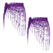 Belly Dance Hip Scarf Sequin Triangle Wrap Skirts(Purple, Pack of 2)