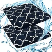 Waterproof Patio Chair Cushion Outdoor Set of 2/4 Square High Density Foam Seat Cushions Pads - Removable Resistant Chair Pads with Ties for Garden, Sofa Couch, Dining Room(Color 8,2pcs 19"*18"*1.5")