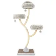 Costway 1.78M 3 Platforms Sisal Scratching Post Curved Cat Tree w/Balls Scratcher Tower Climbing Stand Grey