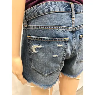 N1468 全新Abercrombie & Fitch 26腰刷破不修邊抽鬚爆瘦低腰牛仔短褲denim shorts