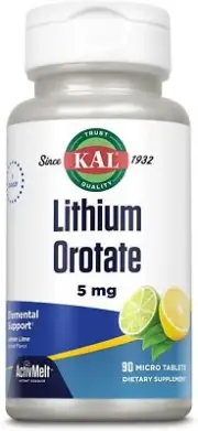 KAL Lithium Orotate ActivMelt 5mg, Chelated Lithium for Optimal Absorption and B
