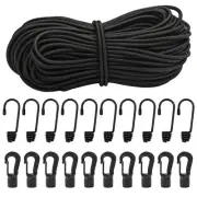 1/4"Bungee Shock Cords with Hooks, 130Feet Elastic Nylon Cords Kayak Stretch