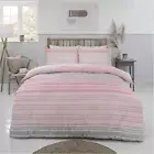 Stripe Blush Pink Grey Reversible Duvet Cover & Pillowcase Set Bedding Quilt