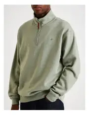 [R.M.Williams] Mulyungarie 1/4 Zip Sweatshirt in Green Marle