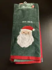 Two Christmas Kitchen or Bathroom Towels - Red & Green - St Nicolas Square