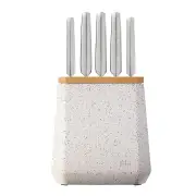 Furi Stone 6 Piece Knife Block Set Sepia Terazzo