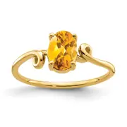 14K Yellow Gold 7x5mm Oval Citrine ring