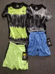 Russell Boys Athletic Active 2 Sets Dri-Power Printed Shirts Solid Shorts XS
