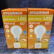 2 X Sylvania Soft White LED Bulb Light A19 Dimmable -Free Shipping 800 Lumes
