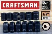 CRAFTSMAN 12 pc 1/2 Drive SAE Impact Socket Set 6 pt - NEW