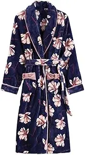 [U.S. Polo Assn.] Women Winter Robes Bathrobes Casual Super Thick Bathrobe Female Home Soft Flannel Warm Dressing Gown Homewear,M