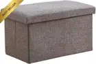 Foldable Linen Storage Ottoman, Cube Toy Chest, Footrest Stool, 50x30x30cm Gray
