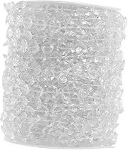 DOITOOL 1Roll Crafts Beaded Fringe Trim Beaded Decor String for Curtains Cushions DIY Projects of Transparent Beaded Trim for Home Decoration
