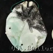 Attractive! Natural Blue Amazonite Carved Pair Fish Pendant Bead 51x42x8mm