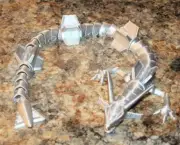 Dragon 3D Printed Articulated Flexi 16" Horned Fidget Toy Office Desk Silver