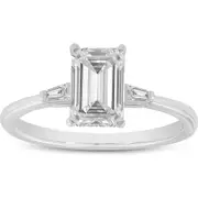 LuvMyJewelry Solene 14K White Gold Emerald Cut Lab Grown Diamond 3 Stone Engagement Ring - 1.6 ctw at Nordstrom