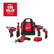 NEW Milwaukee M12 5-Tool Kit: Drill/Impact Driver/Saw/Ratchet/Light 2498-25