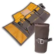 Art & Electronic Organizer | EDC Roll-Up Tool Bag for Pen Lovers & Tech | Brown