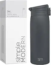 Simple Modern Insulated Thermos Travel Coffee Mug with Snap Flip Lid | Leakproof Reusable Stainless Steel Tumbler Cup | Gifts for Women Men Him Her | Kona Collection | 16oz | Graphite