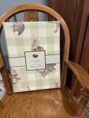 WELL DRESSED HOME BUNNIES CHECKER EASTER SPILLPROOF TABLECLOTH 60" X 118" GREEN