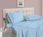 Top Split King Sheets Sets for Adjustable beds-Split Head King Sheets-Half Split King Sheet Sets for Adjustable beds deep Pocket-34 Split Top King Sheets 400 TC 100% Cotton(Light Blue Stripe)
