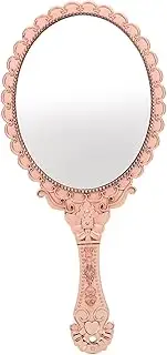 ADOCARN 2pcs Vintage Handheld Makeup Mirror with Embossed Floral Trim Lightweight Portable Travel Mirror Electroplated Finish for Effortless and Vanity Uses