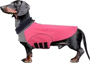 babepet Dachshund Winter Coat,Waterproof Miniature Dachshund Clothes Jacket,Small Dog Coat with Harness Slot,Dachshund Jumper withTurtle Neck,Pet Garment Ideal for Walking,Hiking,Camping-Pink-M