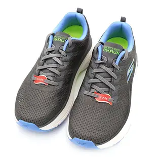 【手刀下單 滿額折扣進行中~~】 Skechers MAX CUSHIONING 深灰 水藍 網布 寬楦 休閒鞋 女款 J1729【128308WGYBL】