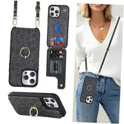 for iPhone 12/12 Pro Case with Card iPhone 12 / 12 Pro 6.1" 04-Black Leopard