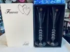 2 NEW Crystal Forever Heart Wedding Champagne Flutes Cristal D'Arques 10” France