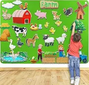 Craftstory Farm Animals Felt Board for Toddlers 3.5 Ft 47 Pieces Preschool Flannel Farm Story Teaching Aid Barnyard Farmhouse Farmers Early Learning Interactive Play Kits Wall Activity Toys