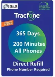 TracFone 365 Days + 200 Minutes Basic/Flip phones, Digital Direct Fast Refill