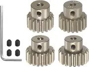 HARFINGTON 48P 7075 Aluminum Pinion Motor Gear Set 4pcs 17T 18T 19T 20T Fit 1/8 inch RC Motor Shaft 48 Pitch Gears for RC Car, with Hex Key