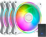 Cooler Master MasterFan MF120 Halo White 3n1Fans, Duo-Ring ARGB Customizable Lighting, 120mm PWM Static Pressure, ARGB Header Extender for PC Case, Liquid and Air Cooler (MFX-B2DW-183PA-R1)