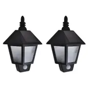 Solar Wall Lamps 2 pcs with Motion Sensor Black