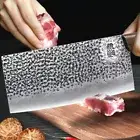 Cleaver Knife Handmade Forged Steel Wood Handle Hammered Butcher Chop Slicing 8"