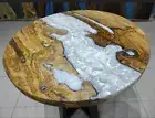 White Epoxy table, Round table for living room, Round table for dining area deco