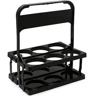 6-Pack Drink Caddy with Handle, Foldable Plastic Cup Carrier, Reusable Beer Bottle Holder for Drinks (Black)