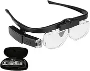 4.5X Magnifying Headset with LED Light Magnifying Glass Head Mounted Jewelry Loupe Magnifier with Multiple Lens 2 LED Lights for Crafting Clock Watch Electronics Repair Hobby Tool