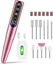 NAILGIRLS Rechargeable Cordless Nail Drill Machine, Portable Electric 35000RPM Professional File for Acrylic Gel Nails, Efile Manicure Pedicure Polishing, Pink