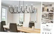 Modern Black Chandeliers for Dining Room, Adjustable Height Rustic Black 39"