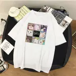 定制 FUN CUTE CAT SPOOF T SHIRT TOP 新款可愛卡通貓咪印花百搭T恤