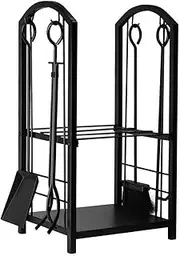 Log Baskets Stacking Rack Black Wrought Iron Firewood Storage Rack Heavy Duty Iron Log Holder Fireplace Tools Set Firewood Basket