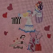 Needlepoint THE SHOPPER Pink Canvas 14 Mesh BJGreenDesigns Whimsical Stitching