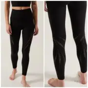 Athleta XS Elation Lasercut Tight Leggings Black Soft Ultra High Rise FULL LNGTH