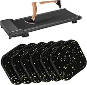 WOONEKY 6 PCS Non Slip Rubber Treadmill Mats Heavy Duty Vibration Isolation Pads for Floor Protection and Noise Reduction Adaptable Exercise Equipment Pads for Enhanced Stability